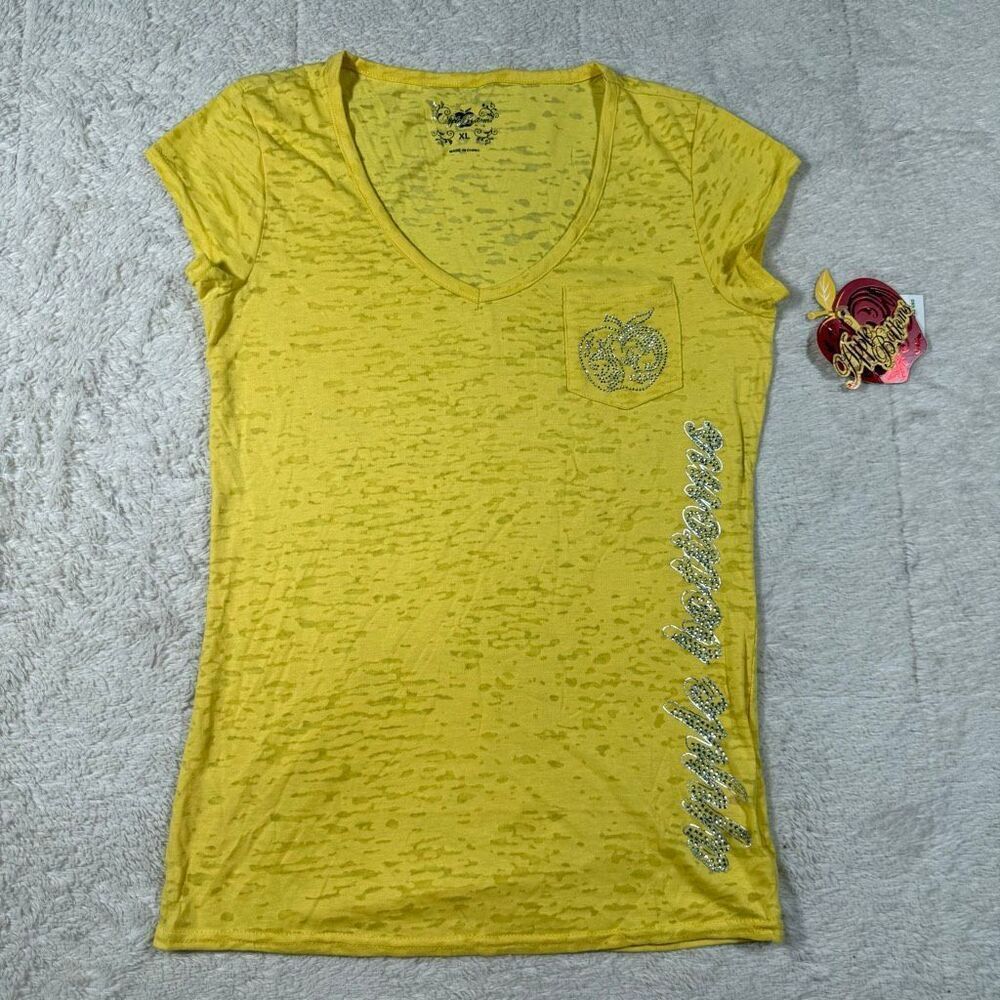 NWT Apple Bottoms Rhinestone Logo Burnout Tee – Y2K McBling Glam Pocket Top Shir